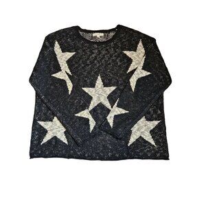 Easel Stars Grapic Knit Patriotic Boxy Sweater Womens Small